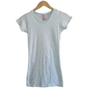 Hyp Naughty 100% Cotton Heathered Light Blue Pullover Fitted Tee Small